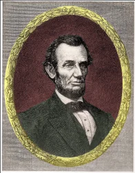 Porträtt av Abraham Lincoln (1809 - 1865) USA:s 16:e president (1861 - 1865)