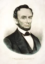 Porträtt av Abraham Lincoln. Amerikansk statsman (1809 till 1865).