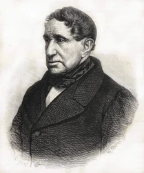 Porträtt av Achille Léonce Victor Charles de Broglie (1785 - 1870), hertig av Broglie. Gravyr av 1800-talet.