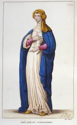 Porträtt av Adelaide av Vermandois (1065-1024). Capetians dynasti. Gravyr från 1830.