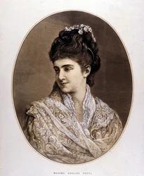 Porträtt av Adelina Patti, italiensk sångerska (1843 till 1919)