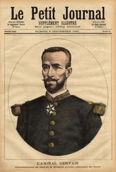 Porträtt av amiral Gervais (1837-1921), överbefälhavare för sjödivisionen i norr. Gravyr i "" Le petit journal"" 1891-09-05. Selvas samling.
