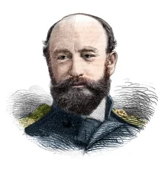 Porträtt av amiral Sir George Strong Nares (1831-1915) Royal Navy Officer och Arctic Explorer.