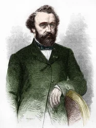 Porträtt av Adolphe (Adolph) Sax, uppfinnaren av saxofonen (1814-1894).