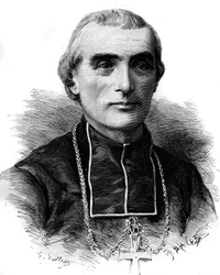 Porträtt av Adolphe Perraud (1828-1906), fransk kyrkoman och akademiker. Gravyr i "" Le Monde Illustré"" nr 1316 av 17 juni 1882.