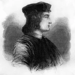 Porträtt av Aldus Manutius (Alde Manuce) (1449 - 1515).