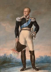 Porträtt av Alexander I av Ryssland, ca. 1819 - Akvarell - Fotporträtt av Alexander I, tsar av Ryssland (1777-1825)”” Anonym akvarell