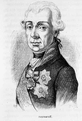 Porträtt av Alexander Souwaroff (Souvaroff eller Souvarov eller Alexander Suvorov) (1729-1800), rysk marechal (1729 - 1800)