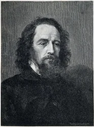 Porträtt av Alfred, Lord Tennyson (1809 - 1892), brittisk poet och dramatiker 1800-talet