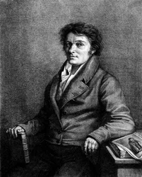 Porträtt av Alois (eller Aloys) Senefelder (1771-1834), tjeckisk teaterförfattare, uppfinnare av litografi.