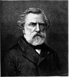 Porträtt av Ambroise Thomas (1811-1896), fransk kompositör. Gravyr i "" Le Monde Illustré"" nr 1308 av 22 april 1882.
