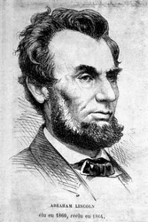 Porträtt av den amerikanske presidenten Abraham Lincoln (1809 - 1865).