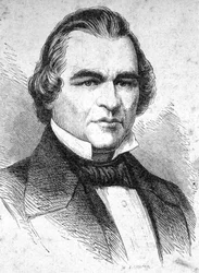 Porträtt av Andrew Johnson (1808 - 1875) amerikansk statsman - i ""The Contemporains"", n.d. sent 1800-tal.