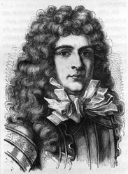 Porträtt av Anne Hilarion de Costentin (Cotentin), Comte de Tourville (1642-1701) Fransk amiral - gravyr