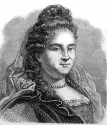 Porträtt av Anne Lefebvre, Mme Dacier. Fransk Erudite (1647 till 1720).