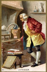 Porträtt av Antoine Laurent de Lavoisier (1743 - 1794), fransk kemist. Kromolitografi 1800-talet.