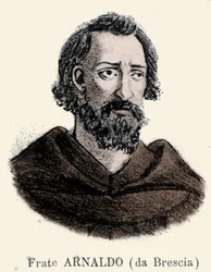 Porträtt av Arnaud de Brescia (Arnaldo da brescia) (1090 - 1155), italiensk politisk och religiös reformator.