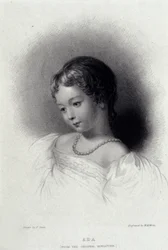 Porträtt av Augusta Ada Byron (1815-1852) som blev Anna Lovelace, dotter till poeten George Gordon Byron. Gravyr av 1800-talet.