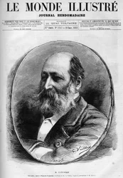 Porträtt av Auguste Clesinger (1814-1883), fransk skulptör och målare. Gravyr i "" Le Monde illustrious"" 1883. Privat samling.