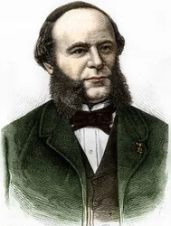 Porträtt av Auguste Pouyer-Quertier (Pouyer Quertier) (1820 - 1891). Gravyr från slutet av 1800-talet.