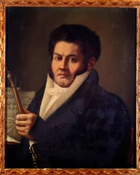 Porträtt av Baldassare Centroni, italiensk oboist (målning).
