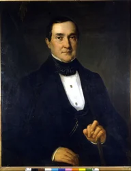 Porträtt av Bartolomeo Merelli (1793-1879), första direktören för Scala. Anonym målning från 1800-talet.