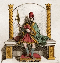 Porträtt av Bonifatius III av Toscana (985-1052) Markis av Canossa och Toscana - Bonifatius III, markgreve av Toscana eller Bonifatius av Canossa - Bonifacio III di Canossa (o Bonifacio IV di Toscana) Gravyr från 1861