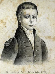 Porträtt av kapten Paul de Magallon (1784 - 1859) - i "" Les Contemporains", n.d. sent 1800-tal.