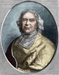 Porträtt av kardinal Fleury (1653 - 1743).André Hercule de Fleury gravyr från 1866.