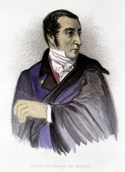 Porträtt av Carl Maria von Weber, tysk kompositör (1786-1826) - gravyr
