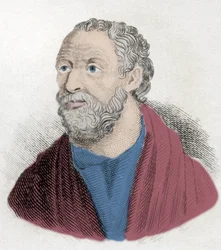 Porträtt av Carneade (219-128 f.Kr.) grekisk filosof.