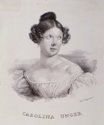Porträtt av Caroline Ungher (Unger) (gravyr
