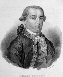 Porträtt av Cesare Bonesana, Marquis de Beccaria (1738 - 1794), italiensk jurist.