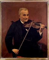 Porträtt av Cesare Emiliani, italiensk violinist (målning