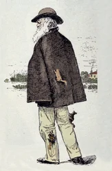 Porträtt av Charles Darwin (1809-1882) som leker med ekorrar.