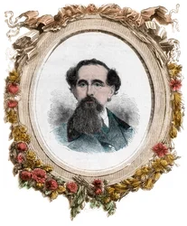 Porträtt av Charles Dickens (1812-1870) engelsk romanförfattare, gravyr