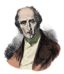 Porträtt av Charles Fourier (1772 - 1837), fransk socialistisk teoretiker. Gravyr av 1800-talet.