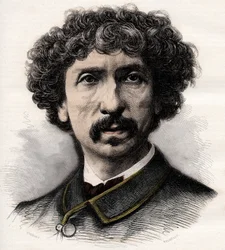 Porträtt av Charles Garnier (1825-1898), fransk arkitekt - gravyr i "La musique populaire""" illustrerad veckotidning - 1882
