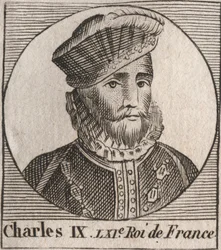 Porträtt av Karl IX (1550-1574), kung av Frankrike - Karl IX kung av Frankrike från 1560 till 1574 - gravyr från "Instruction sur l