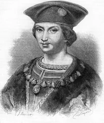 Porträtt av Karl VIII, kung av Frankrike (1470-1498).