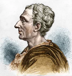 Porträtt av Charles de Secondat (1689 - 1755), Baron De La Brède och Montesquieu. Gravyr av 1800-talet.