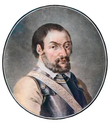 Porträtt av Chevalier de Bayard (Pierre Terrail, seigneur av Bayard) (1475-1524), fransk soldat.