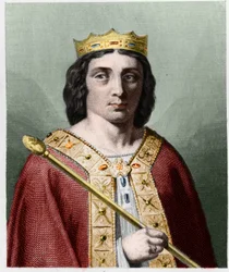 Porträtt av Childeric II (v. 653 - 675), kung av Austrasien - i "" Histoire des Francais"" av Lavallee, gravyr, sd.