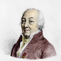 Porträtt av Claude Louis, greve Berthollet (1748 - 1822), fransk kemist. gravyr från 1820.