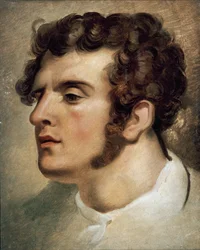 Porträtt av greve Federico Confalonieri, italiensk politiker och patriot (tempera)