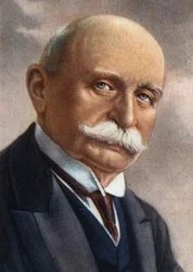 Porträtt av greve von Zeppelin (1838-1917), en tysk industriman som ägnade sig åt att bygga stela luftskepp.