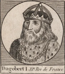 Porträtt av Dagobert, frankernas kung från 628 till 638 - Dagobert (605-39) Frankernas kung - gravyr från "Instruction sur l