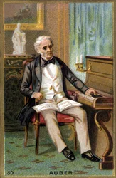 Porträtt av Daniel François Esprit Auber (1782-1871), fransk kompositör. Kromolitografi av 1800-talet.