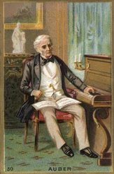 Porträtt av Daniel François Esprit Auber (1782-1871), fransk kompositör. Kromolitografi 1800-talet.