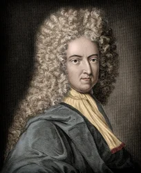 Porträtt av Daniel de Foe eller Defoe (1660-1731), engelsk författare och journalist - Daniel Defoe (1660-1731) - engelsk romanförfattare och journalist